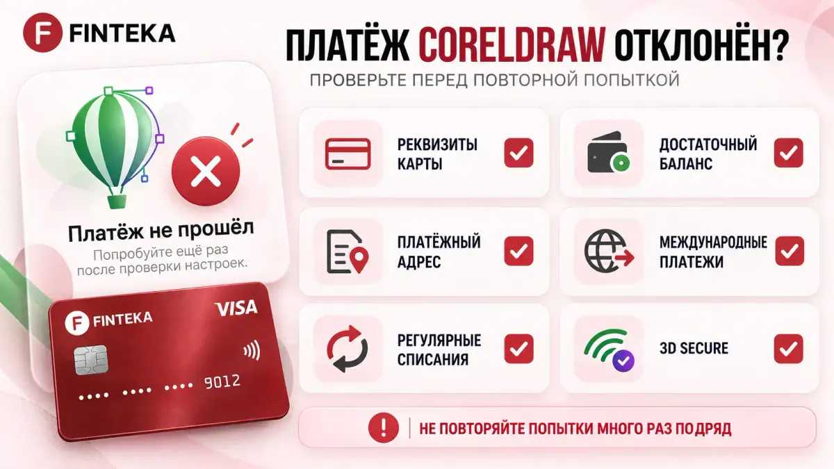 Платёж CorelDRAW отклонён: что проверить перед повторной попыткой